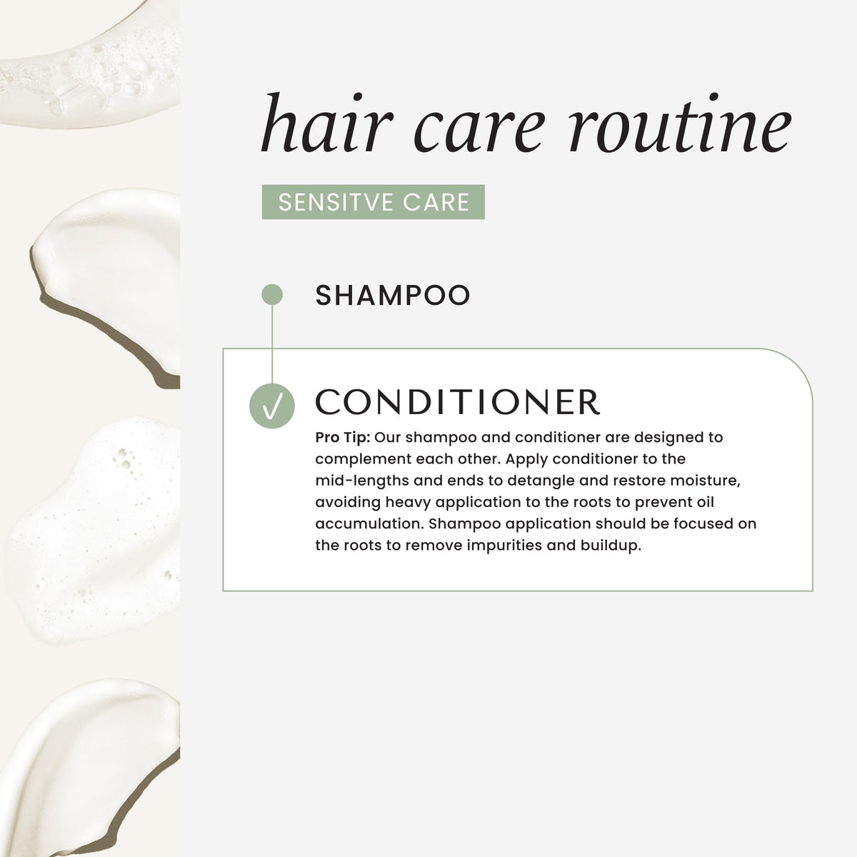 HASK Sensitive Care Shampoo applied on hair
