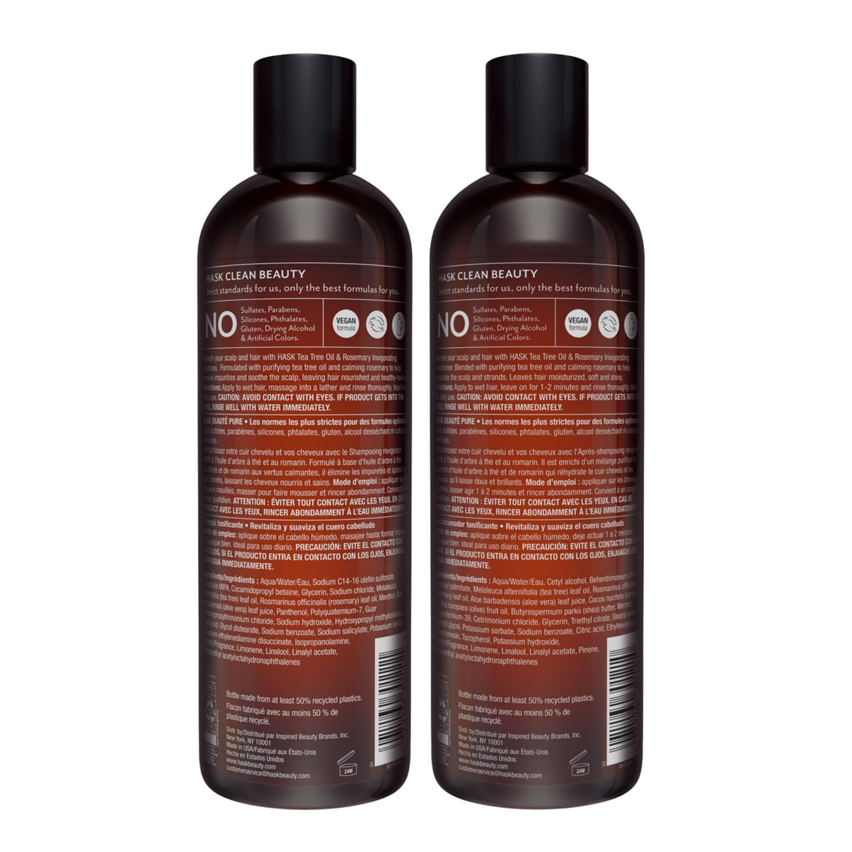 HASK Tea Tree Oil & Rosemary Shampoo and Conditioner set with fresh rosemary
