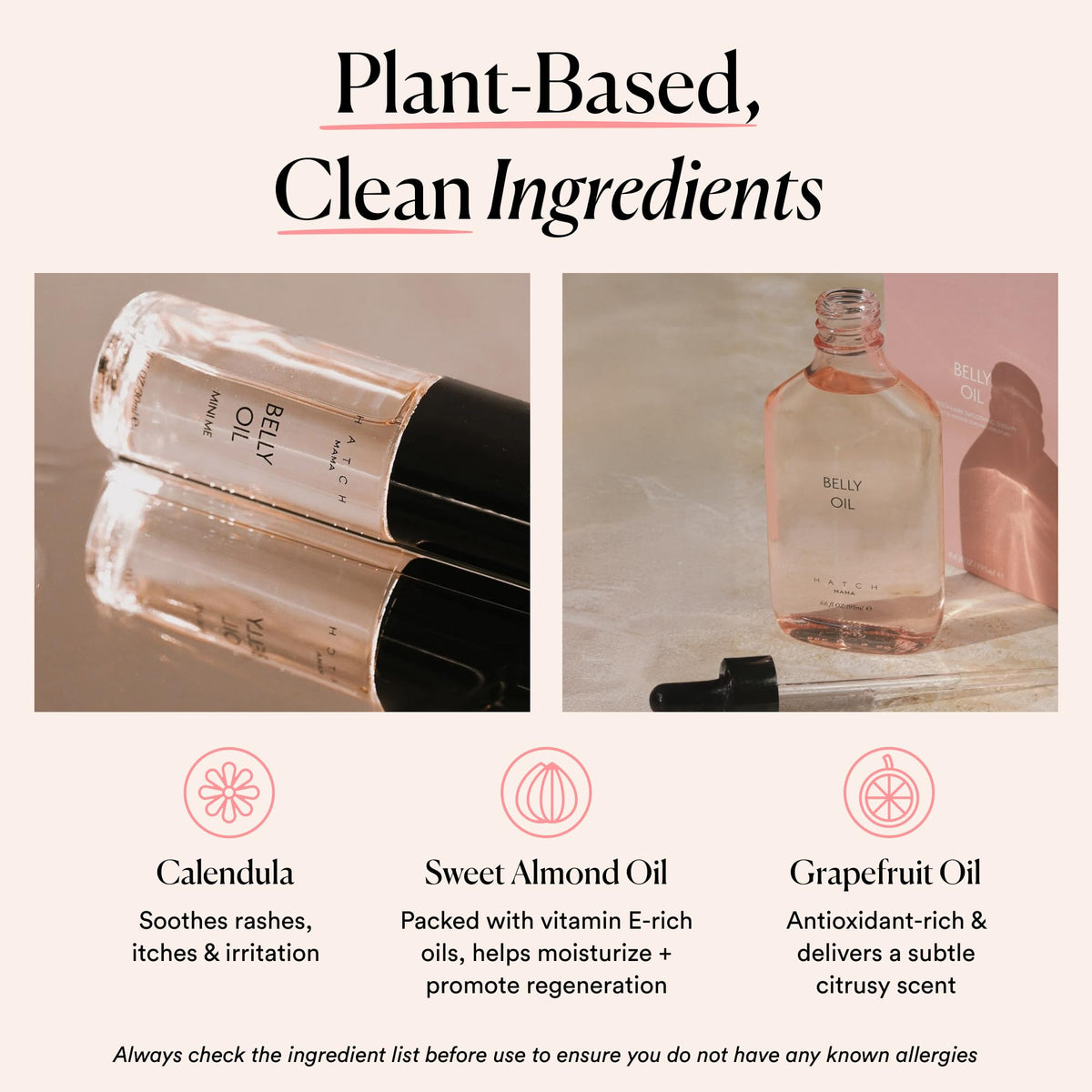 HATCH Belly Oil Mini application on skin
