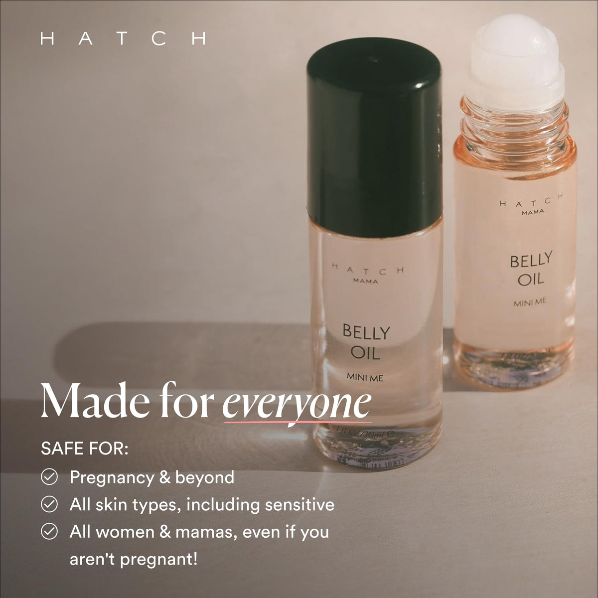 HATCH Belly Oil Mini back view showing label