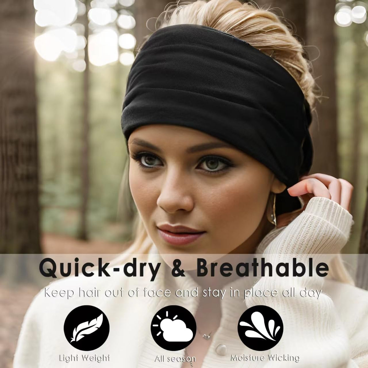 HAUHC 7-inch wide headband front view with knotted design