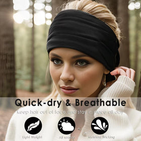 HAUHC Extra Wide Headband styled for casual look