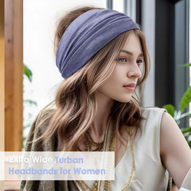 HAUHC Extra Wide Headband styled in a boho knot