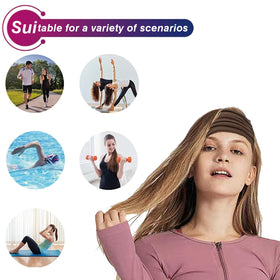 HAUHC Extra Wide Headband worn by a woman during yoga