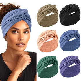 HAUHC Extra Wide Headbands for Women 7-inch cotton turban in assorted colours