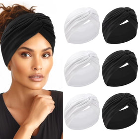 HAUHC Extra Wide Headbands set of 6 in white and black