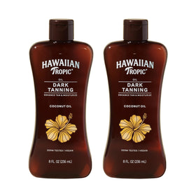 Hawaiian Tropic Dark Tanning Oil 2-Pack front view with bottles