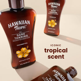 Hawaiian Tropic Dark Tanning Oil bottle side view