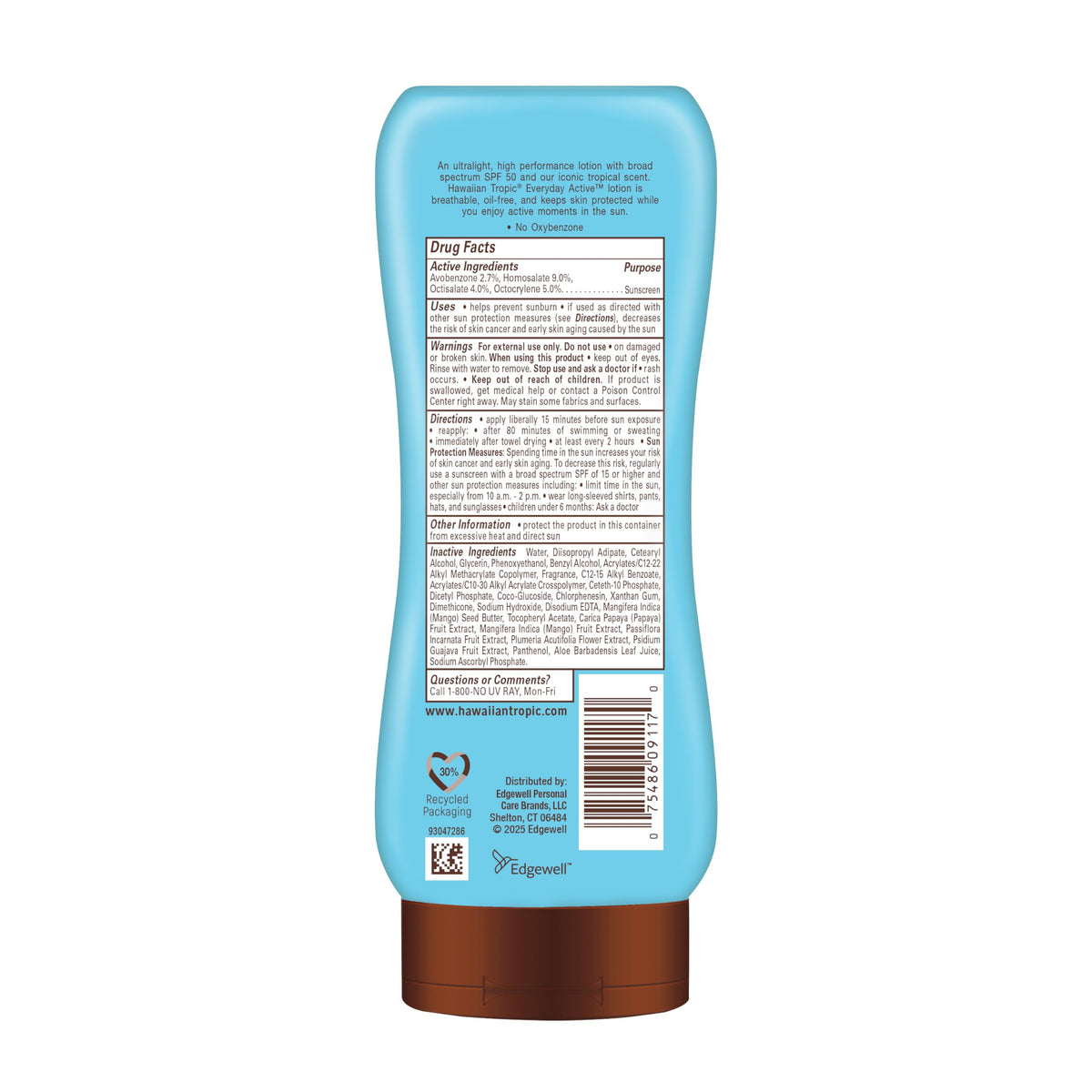 Hawaiian Tropic Everyday Active SPF 50 Sunscreen Lotion packaging