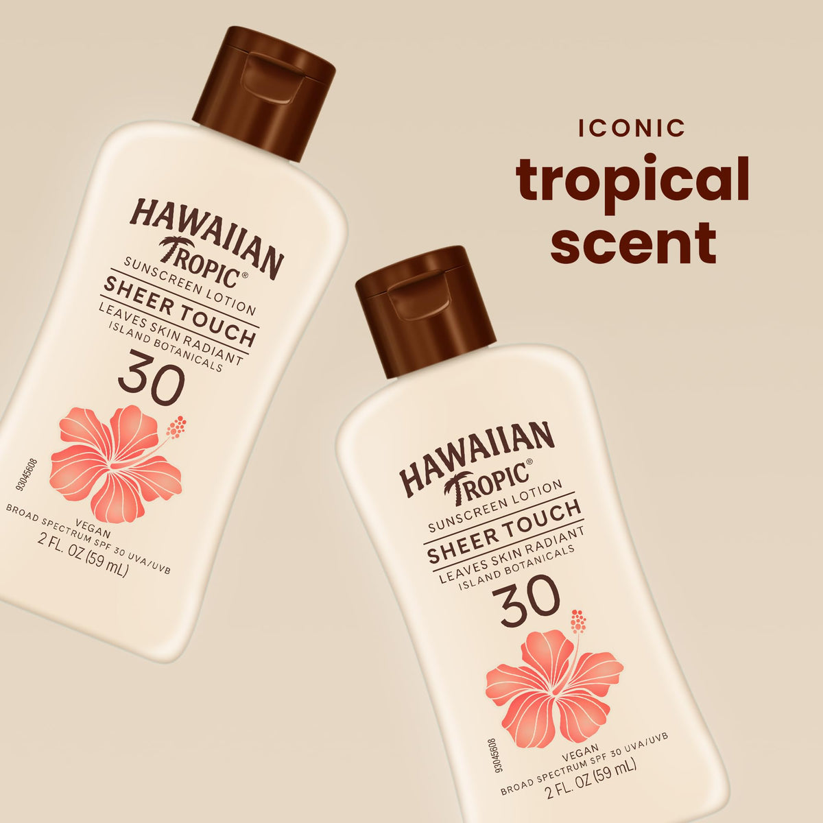 Hawaiian Tropic Sheer Touch Lotion SPF 30 back view with ingredients