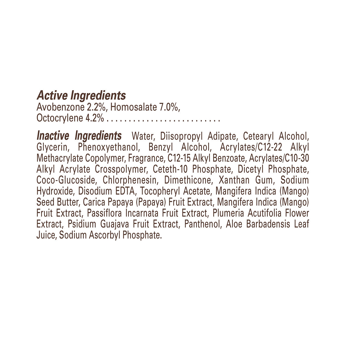 Hawaiian Tropic SPF 30 Sunscreen Lotion ingredients list