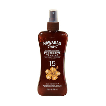 Hawaiian Tropic Sunscreen Protective Tanning Oil Spray bottle front view