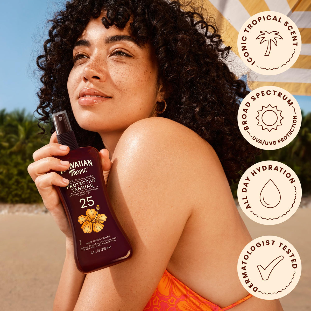 Hawaiian Tropic Tanning Oil Spray packaging details