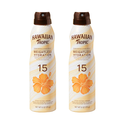 Hawaiian Tropic Weightless Hydration SPF 15 Sunscreen Spray 2-Pack front view