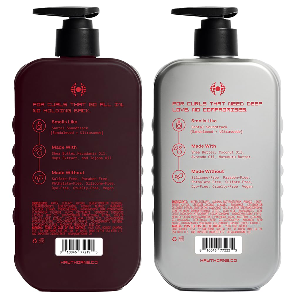 Hawthorne Curl Bounce Shampoo and Conditioner packaging