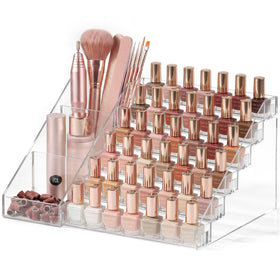 HBlife 6 Tier Nail Polish Organizer front view with clear acrylic design