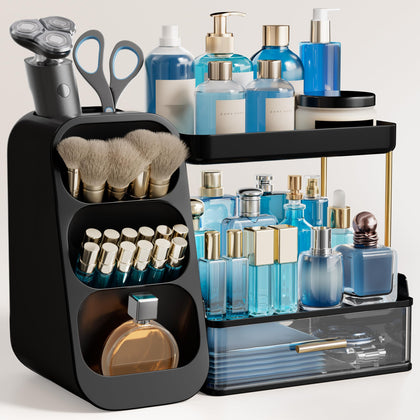 HBlife Bathroom Organiser front view with brush holder