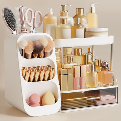 HBlife Bathroom Organiser front view with brush holder