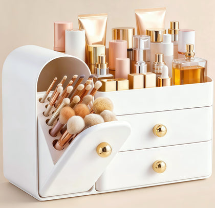 HBlife Makeup Organizer Countertop with Drawers in White
