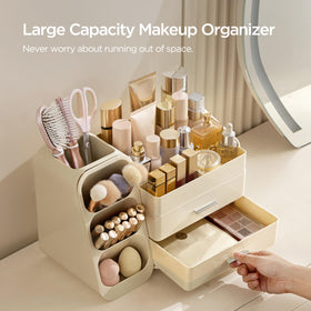 HBlife Makeup Organizer side view showcasing brush holder slots