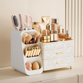 HBlife Makeup Organizer side view showing brush slots