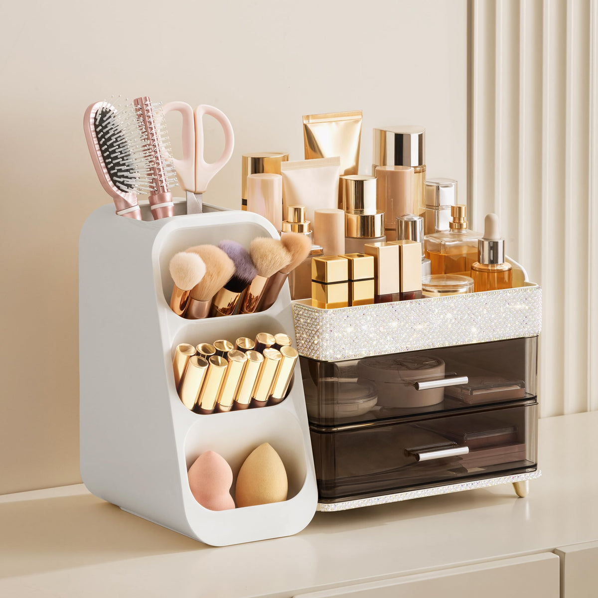 HBlife Makeup Organizer with brushes and lipsticks