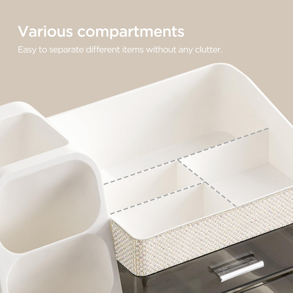 HBlife Makeup Organizer with drawers open