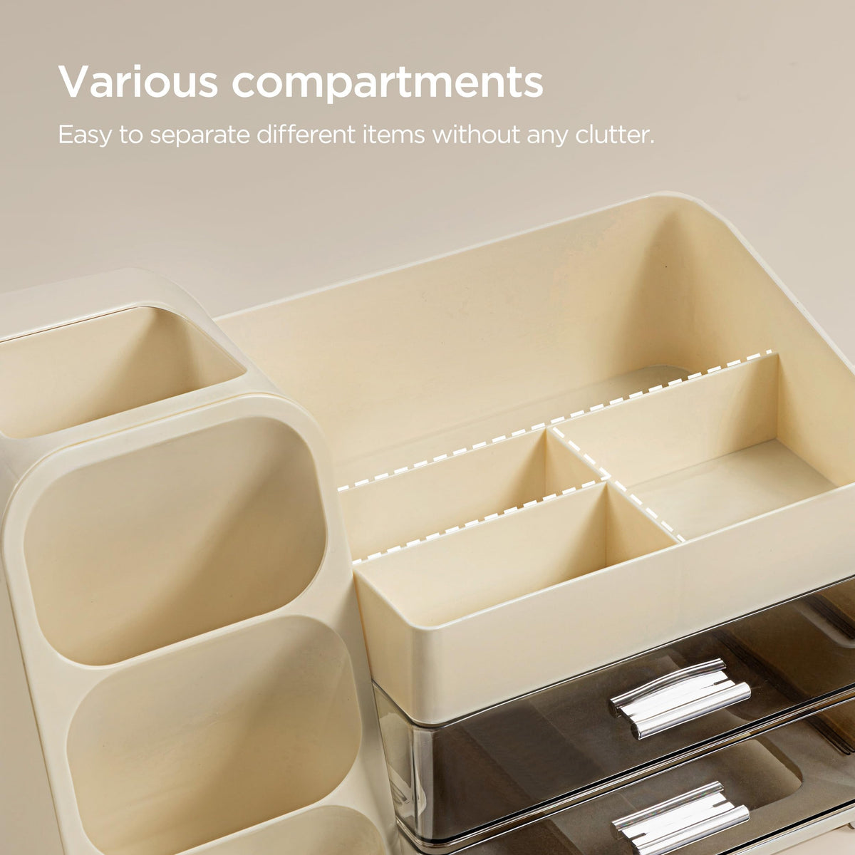 HBlife Makeup Organizer with lipsticks and nail polishes stored
