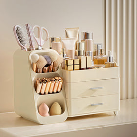 HBlife Makeup Organizer with various makeup items arranged