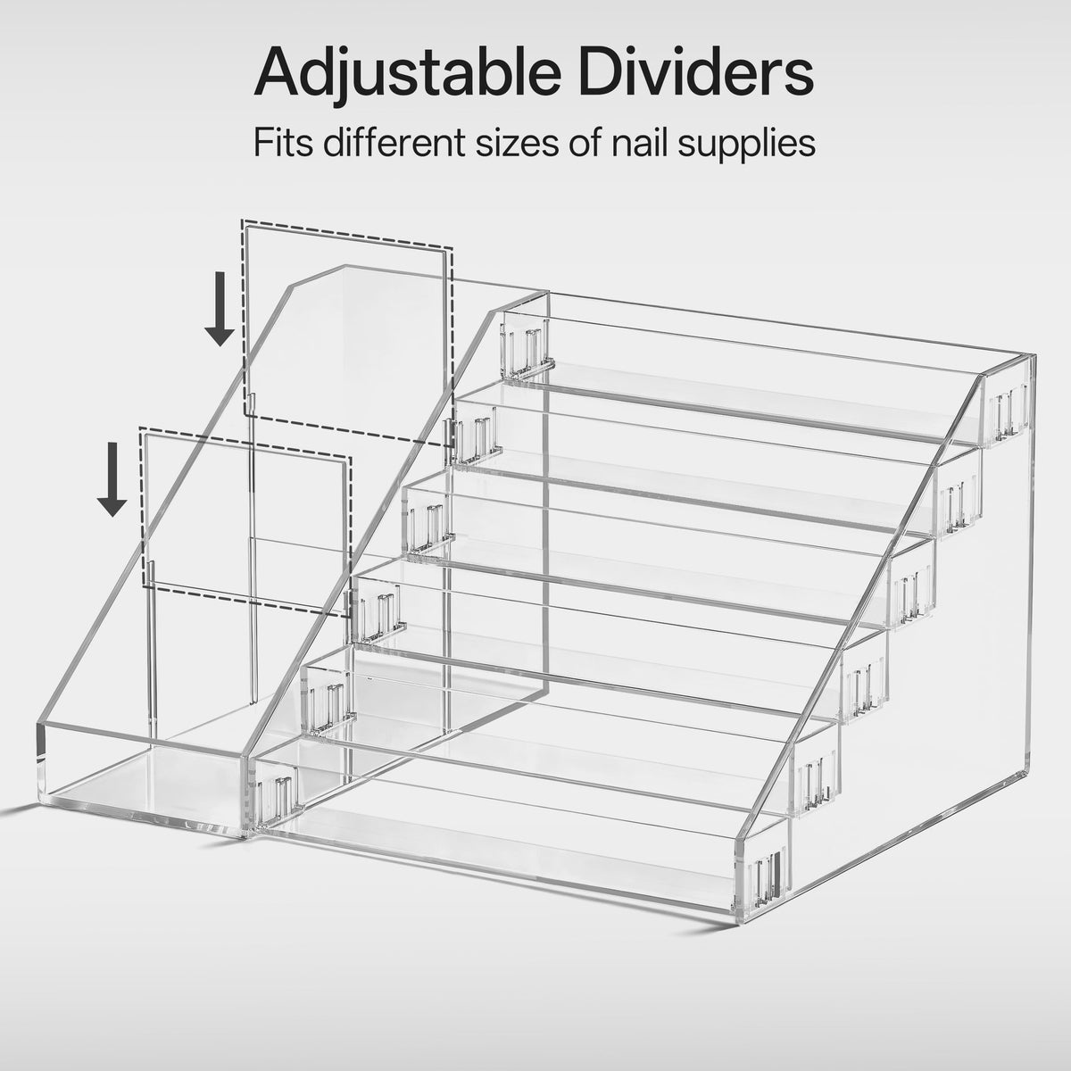 HBlife Nail Polish Organizer assembled with adjustable dividers