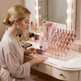 HBlife Nail Polish Organizer clear acrylic structure showcasing tiered layout