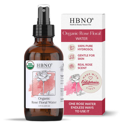 HBNO Organic Rose Water Spray 4 fl oz front view
