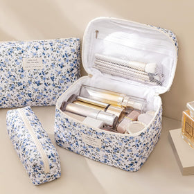 HBselect large makeup bag open showing spacious interior