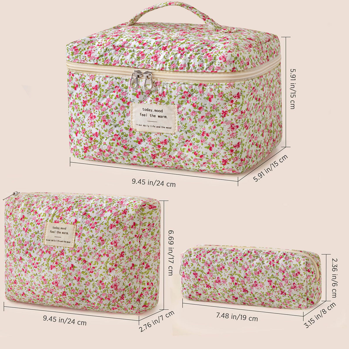 HBselect makeup bag set displayed on a vanity