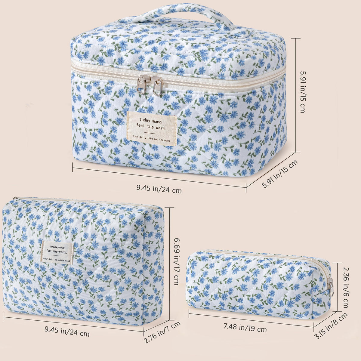 HBselect makeup bags arranged in a stylish layout