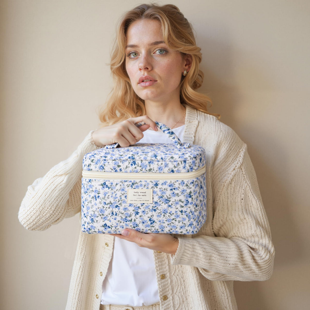 HBselect makeup bags in a suitcase ready for travel