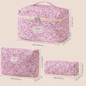 HBselect Quilted Makeup Bag Set folded inside a suitcase