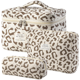 HBselect Quilted Makeup Bag Set front view with floral design