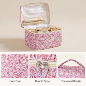 HBselect Quilted Makeup Bag Set medium size floral pattern side view