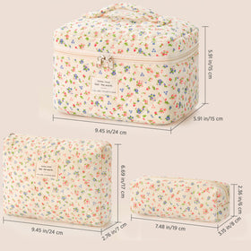 HBselect Quilted Makeup Bag Set packaging front view