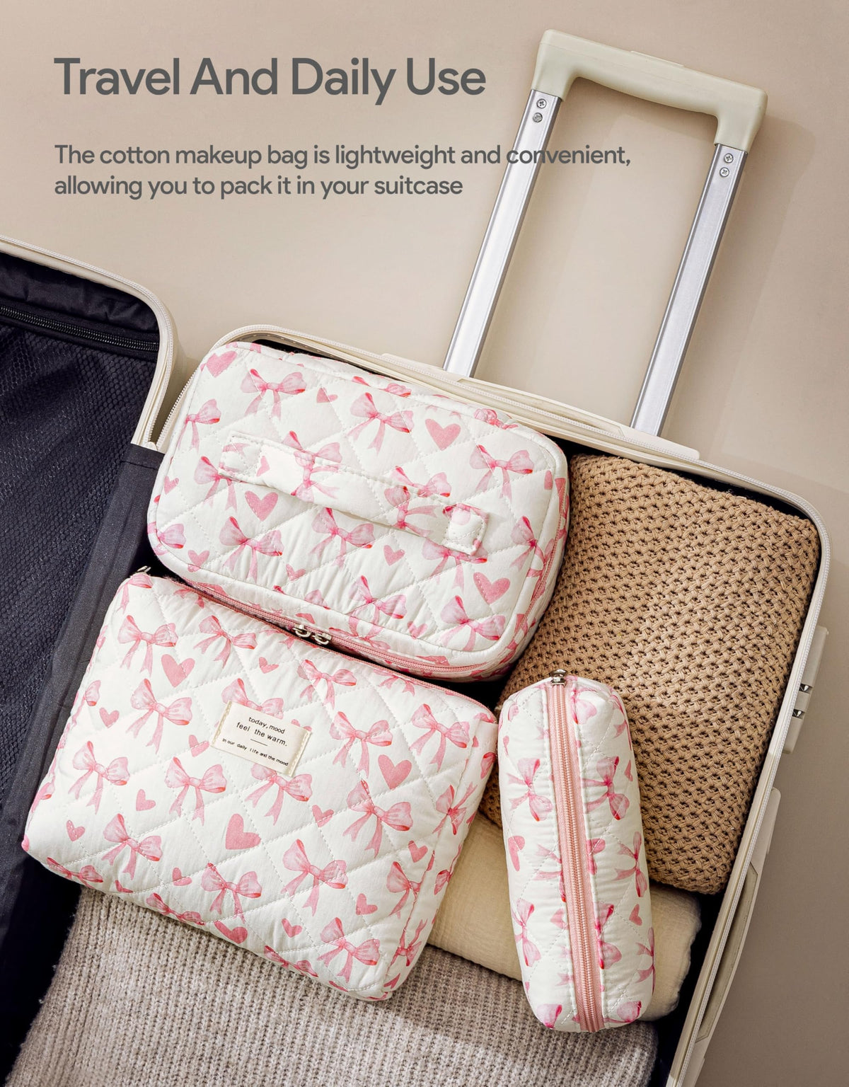 HBselect small makeup bag measuring 7.5 x 2.4 x 3.5 inches