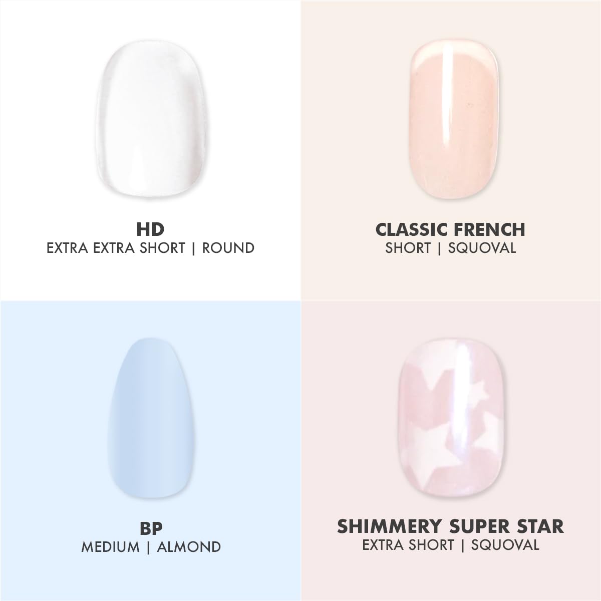 HD XXS Round press-on nails in true white