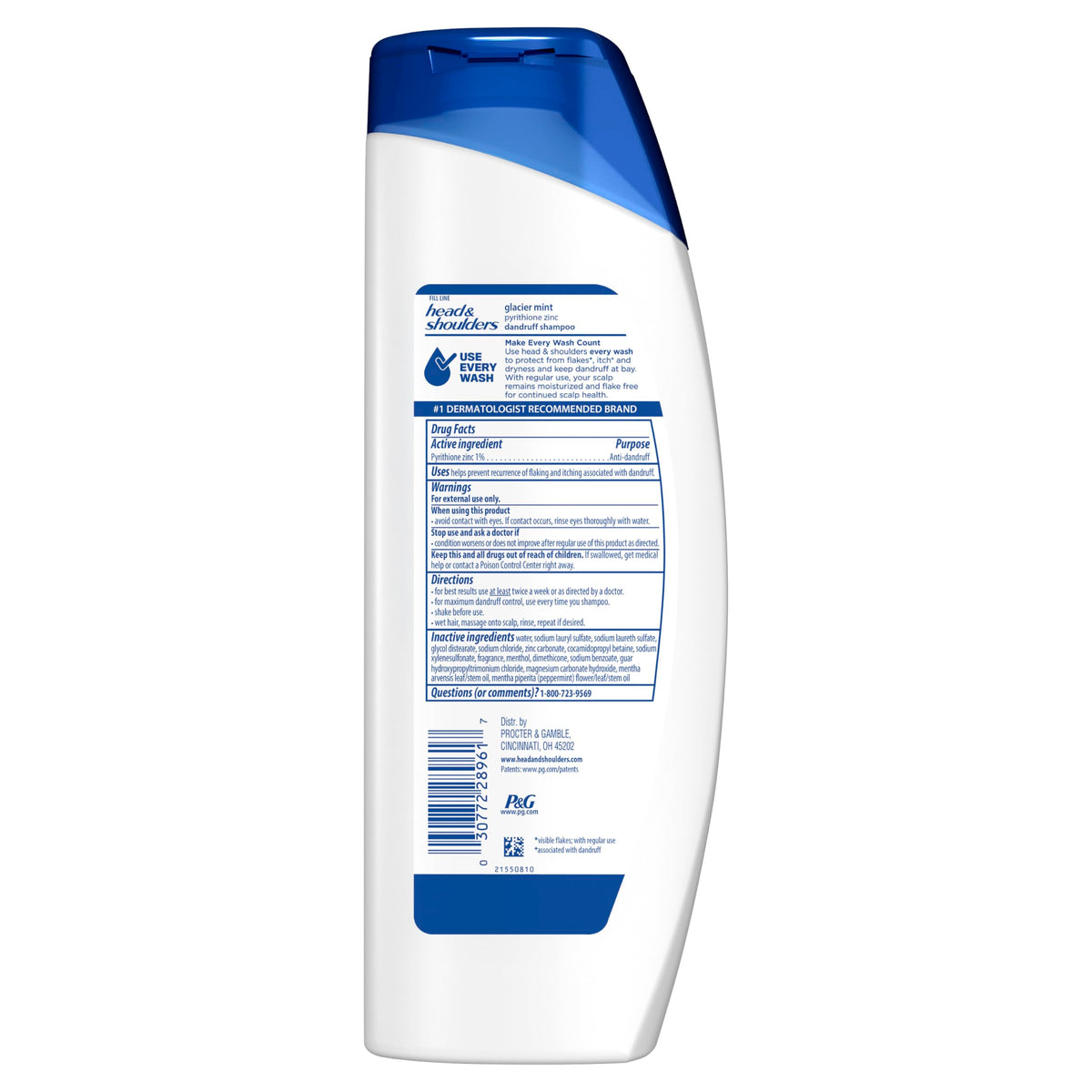 Head & Shoulders Anti-Dandruff Glacier Mint Shampoo with a refreshing mint background