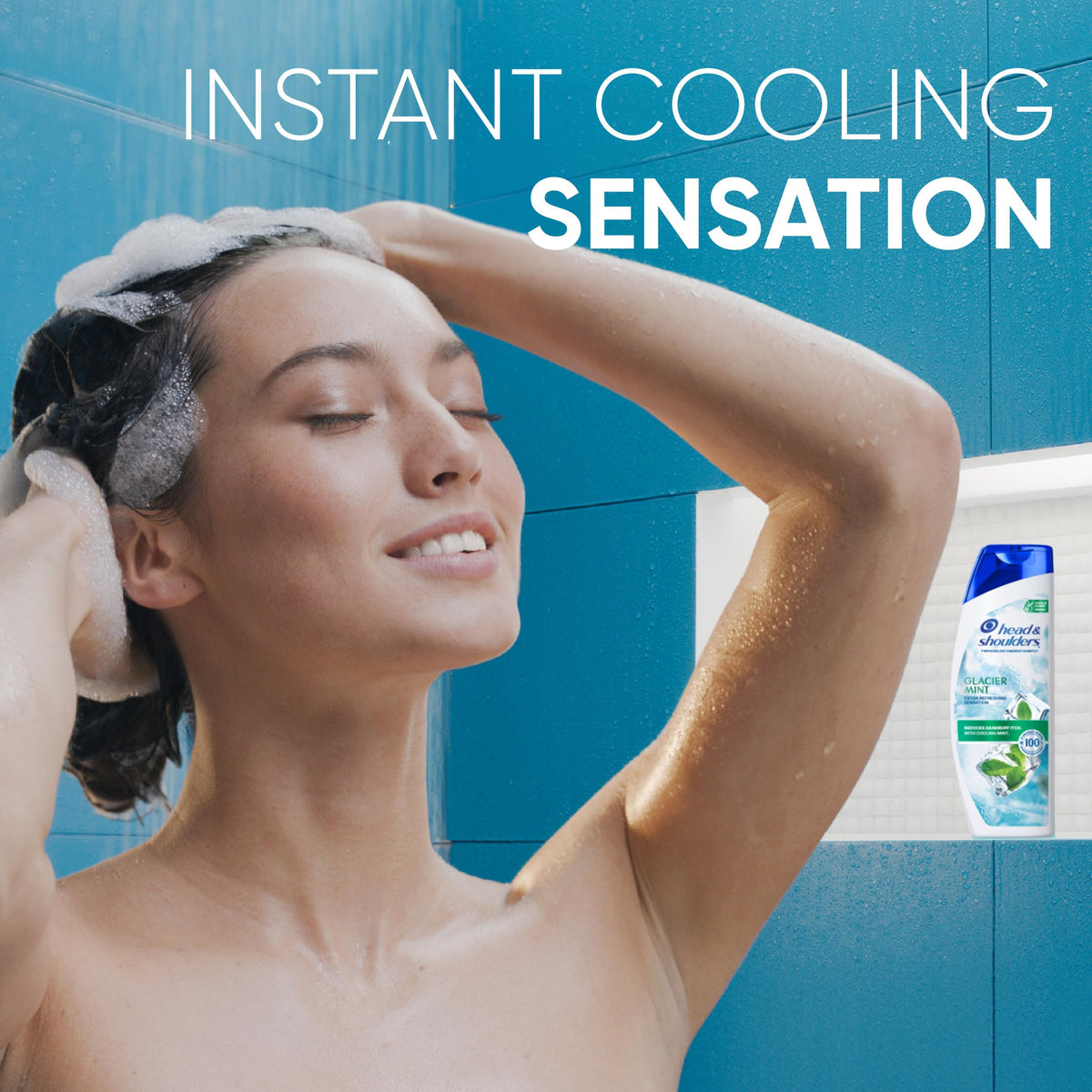 Head & Shoulders Anti-Dandruff Glacier Mint Shampoo with mint leaves