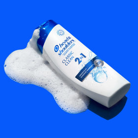 Head & Shoulders Classic Clean 2-in-1 Shampoo and Conditioner on a bathroom shelf