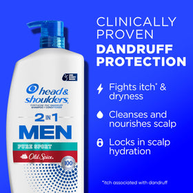 Head & Shoulders Old Spice Pure Sport 2-in-1 Shampoo and Conditioner bottle side view