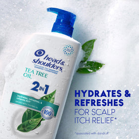 Head & Shoulders Tea Tree Oil 2-in-1 Shampoo and Conditioner in a bathroom setting
