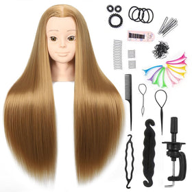 Headdoll 26-28" mannequin head front view with long hair