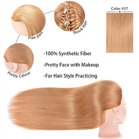 Headdoll mannequin head styling set layout with tools