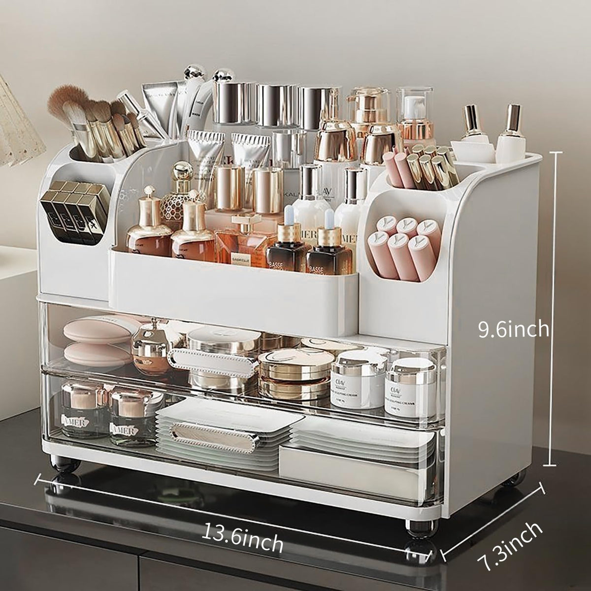 Heaime Makeup Organizer top view with compartments